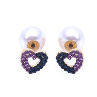 Heart-shape Pearl Asymmetrical Diamond-studded Earrings Wholesale main image 6