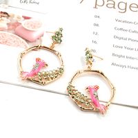 Ethnic Style Pink Bird Pendant Earrings main image 3