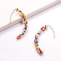 Bohemian Multicolor Beads Curved Earrings main image 2