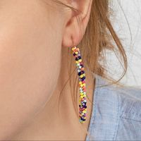 Bohemian Multicolor Beads Curved Earrings main image 3