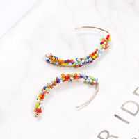 Bohemian Multicolor Beads Curved Earrings main image 5