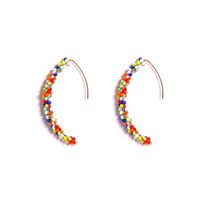 Bohemian Multicolor Beads Curved Earrings main image 6