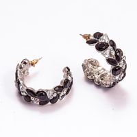 Fashion C-shaped Alloy Earrings With Rhinestones main image 3