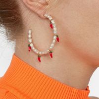 Fashion Handmade Beaded C-shaped Pearl Earrings main image 3