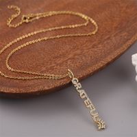 Fashion Long Copper Inlaid Zirconium Letter Necklace main image 3