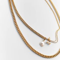 Mode Perle Mehrschichtige Metall Halskette Großhandel main image 6