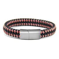 Simple Multicolor Striped Braided Magnet Buckle Titanium Steel Bracelet sku image 2