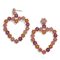 Fashion Heart-shape Flower Colorful Diamond Earrings sku image 1
