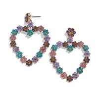 Fashion Heart-shape Flower Colorful Diamond Earrings sku image 2