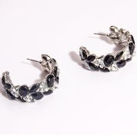 Fashion C-shaped Alloy Earrings With Rhinestones sku image 1