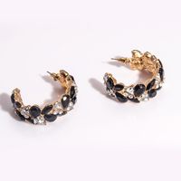Fashion C-shaped Alloy Earrings With Rhinestones sku image 3