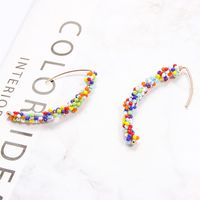 Bohemian Multicolor Beads Curved Earrings sku image 1