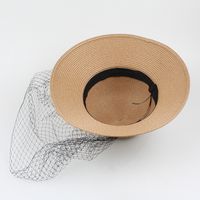 Fashion Pearl Net Yarn Sunshade Straw Fisherman Hat main image 5
