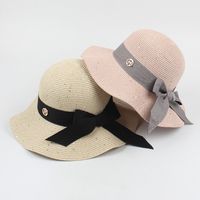 Fashion Bowknot Wave Side Foldable Sunscreen Straw Hat main image 6