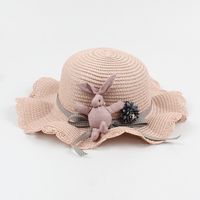 Korean Rabbit Decorative Children's Straw Hat sku image 7