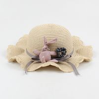 Korean Rabbit Decorative Children's Straw Hat sku image 8