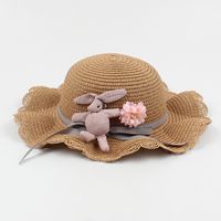 Korean Rabbit Decorative Children's Straw Hat sku image 9