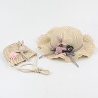 Korean Rabbit Decorative Children's Straw Hat sku image 13