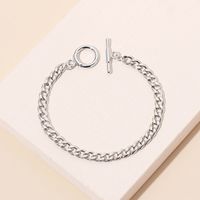 Hip Hop Metal Chain Necklace Bracelet Set Wholesale sku image 1