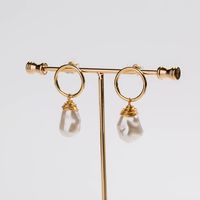 Boucles D&#39;oreilles Simples De Perles De Cercle D&#39;or En Gros main image 1