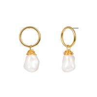 Boucles D&#39;oreilles Simples De Perles De Cercle D&#39;or En Gros main image 6