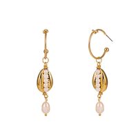 Fashion Shell Pearl Gold C-shaped Earrings sku image 1