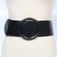 Simple Round Buckle Wide Belt main image 1