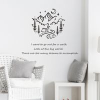 Simple Pen Forest Creek Mountain Peak Moon Wall Sticker Wholesale main image 1