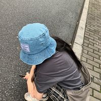 Chapeau De Pêcheur En Denim Avec Patch Solaire Coréen main image 3