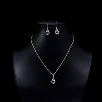 Water Drop Crystal Glass Necklace Earrings main image 1