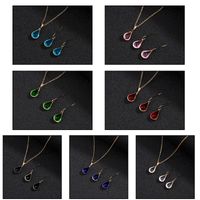 Water Drop Crystal Glass Necklace Earrings main image 3