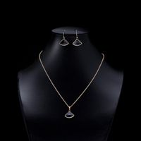 Two-piece Fan-shaped Crystal Glass Necklace Earrings main image 1