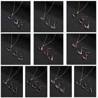 Two-piece Fan-shaped Crystal Glass Necklace Earrings main image 3