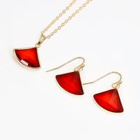 Two-piece Fan-shaped Crystal Glass Necklace Earrings main image 6