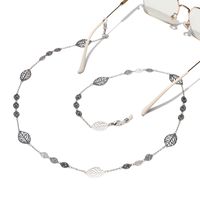 Fashion Silver Hollow Leaf Pearl Glasses Chain main image 4