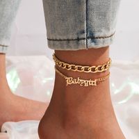 Simple Thick Chain Buckle Letter Two-layer Anklet main image 1