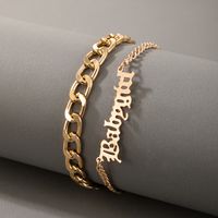 Simple Thick Chain Buckle Letter Two-layer Anklet main image 5