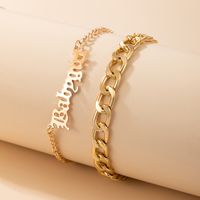 Simple Thick Chain Buckle Letter Two-layer Anklet main image 6