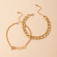 Simple Thick Chain Buckle Letter Two-layer Anklet main image 7