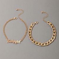 Simple Thick Chain Buckle Letter Two-layer Anklet main image 8