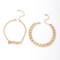 Simple Thick Chain Buckle Letter Two-layer Anklet main image 9