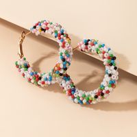 Boucles D&#39;oreilles Multicolores De Perles De Riz De Couleur Simple De Style Bohème main image 1