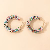 Boucles D&#39;oreilles Multicolores De Perles De Riz De Couleur Simple De Style Bohème main image 5