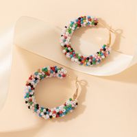 Boucles D&#39;oreilles Multicolores De Perles De Riz De Couleur Simple De Style Bohème main image 6