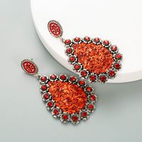 New Fashion Alloy Inlaid Rhinestone Sequin Earrings sku image 1