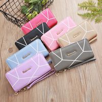 Korean Zipper Geometric Pattern Wallet main image 2