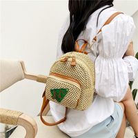 Korean Straw Woven Bag Fashion Woven Pineapple Backpack main image 3