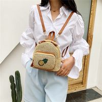 Korean Straw Woven Bag Fashion Woven Pineapple Backpack main image 4