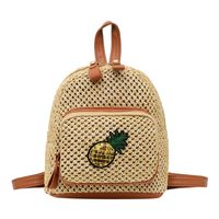 Korean Straw Woven Bag Fashion Woven Pineapple Backpack main image 5