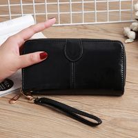 Leather Large-capacity Clutch Bag Elongated Concealed Buckle Wallet Card Holder sku image 3